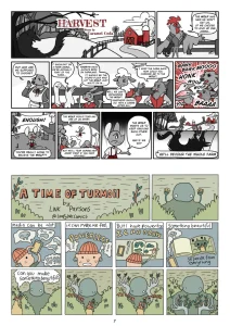 From top: "Harvest" by Caramel Coda; "A Time of Turmoil" by Link Parsons